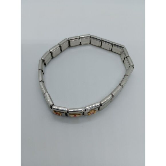 Vintage Zoppini Italian Stainless Steel Link Charm 7.75" Expandable Bracelet - Picture 5 of 5